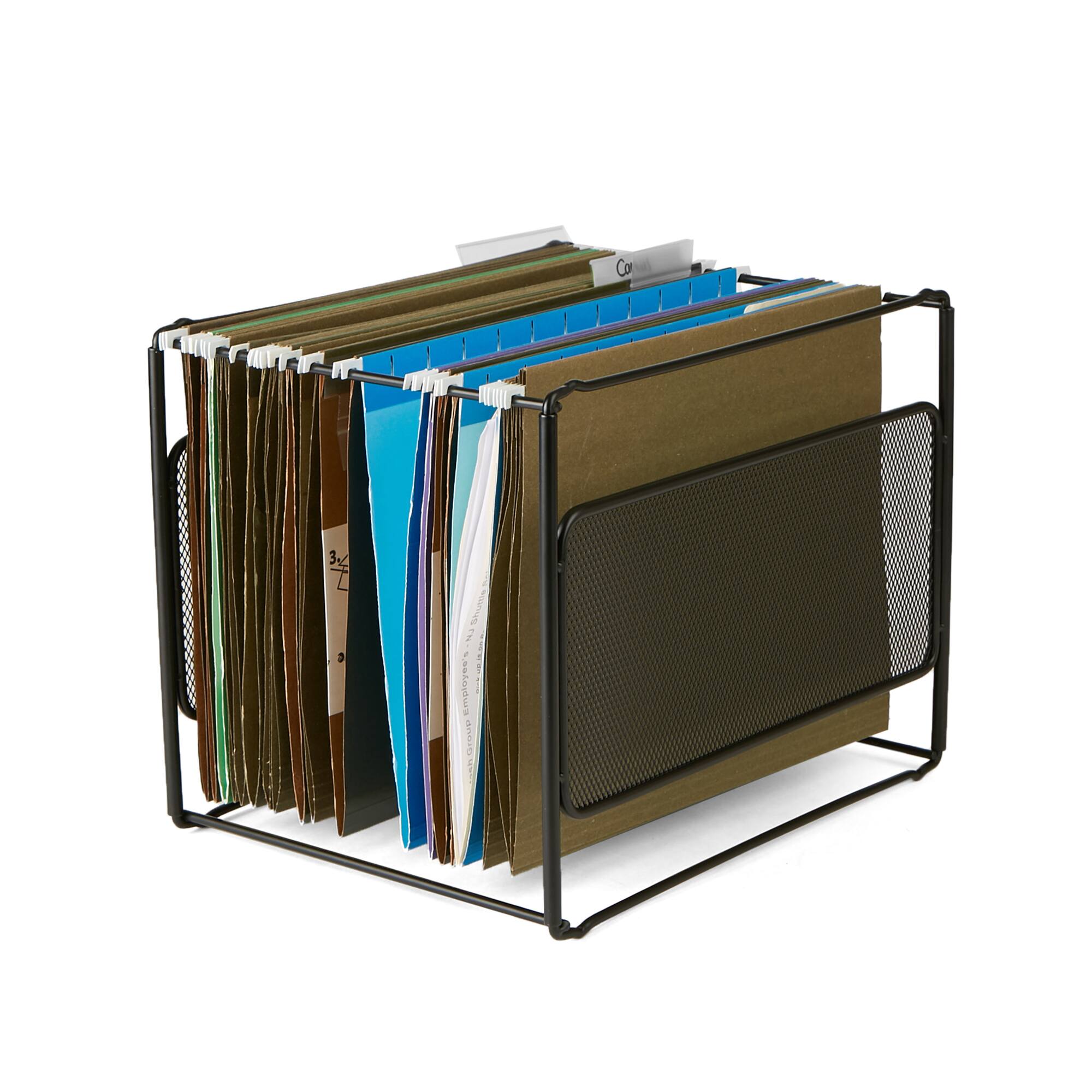 Mind Reader Black Desktop File Organizer Box